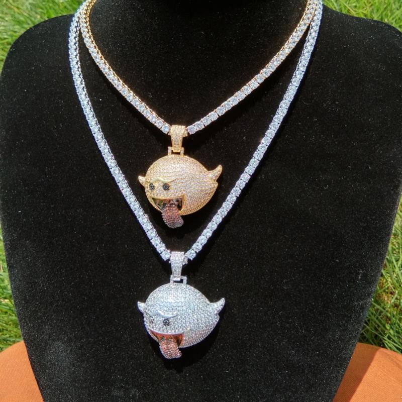 

Brass CZ funny Weird face pendants Kids Jewelry Women Necklace Hip Hop Jewelry CN106