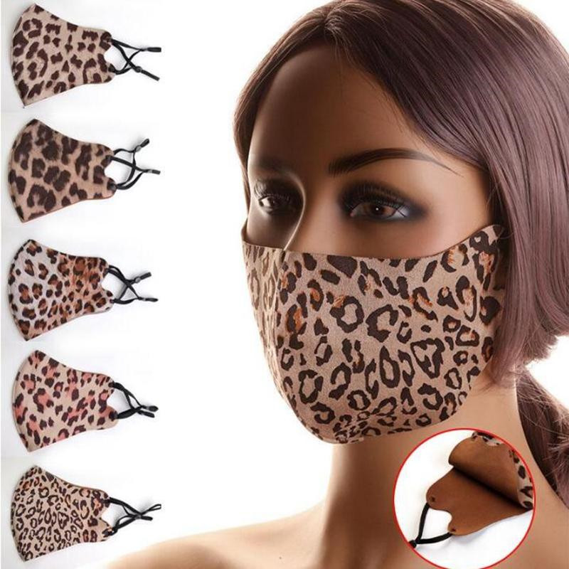 

9 styles Leopard Print Suede Mask Adjustable Anti Dust Mask Fashion Three-dimensional Washable Reusable Face Mask Designer Masks FF80