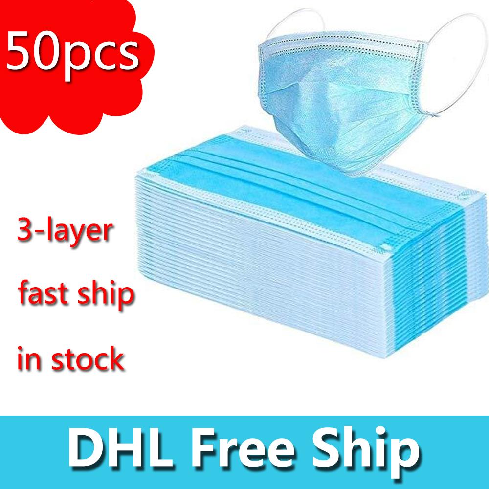 

DHL Free Shipping Disposable Masks 3ply Non-woven Face Mask Protection and Personal Health Mask with Earloop Mouth Face Sanitary Masks