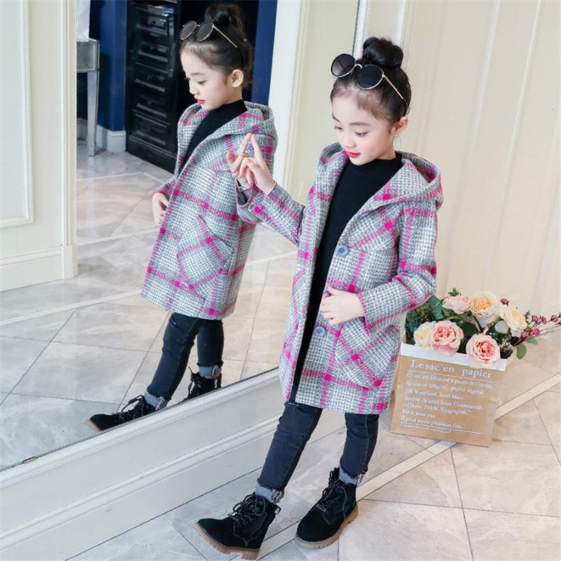 

Children Jacket Autumn Winter plaid Jackets For Girls Jacket Kids Warm Hooded Outerwear Coats For Girls Clothes 4 6 8 10 12, As picture