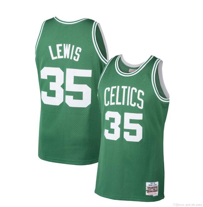 

Men Boston Reggie Lewis 35 Kelly Green 1987-88 Authentic Jersey, Black;red