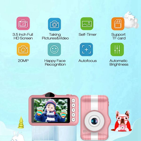 

X600 3.5Inch Kids Digital Camera Full HD 1080P Mini Children Camera,Cartoon Kids Toy Camera(Pink