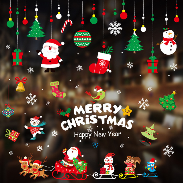 New Fashion Christmas Wall Stickers Home Store Showcase Celebration Window Door Decoration Electrostatic Sticker-image-579571884