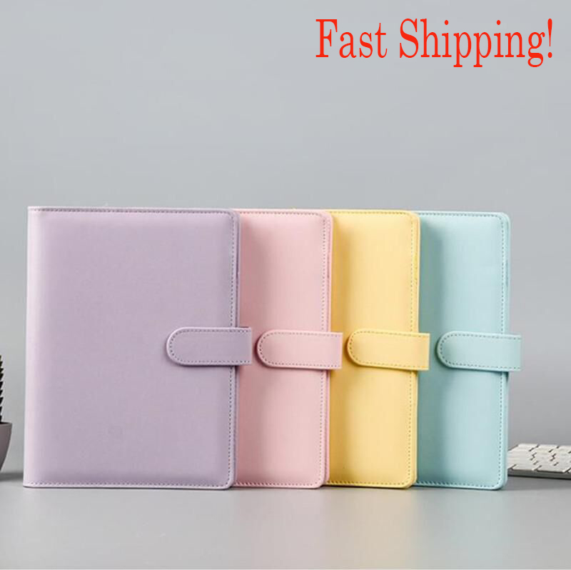 

A6 Colorful Creative Macarons Binders Notebook Shell Loose-leaf Notepad Spiral Binder Inside Page Glitter Transparent Storage Bag