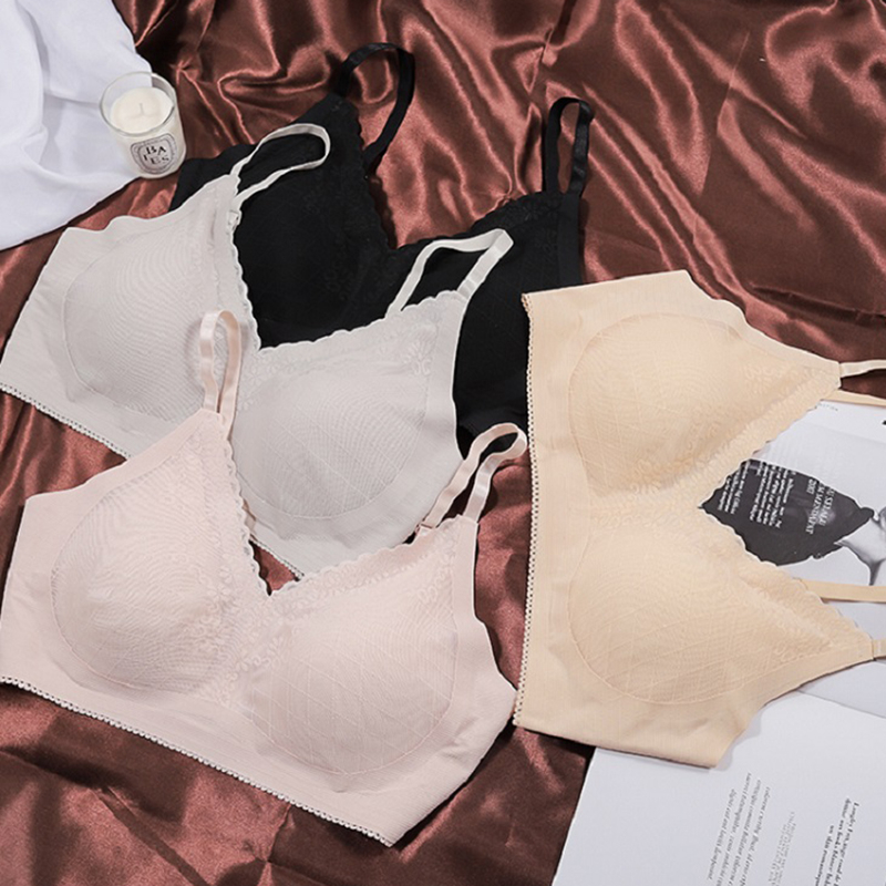 

Thin Lace Sport Bra Top Push Up Lingerie Seamless Bra Ice Silk Sports Brassiere Sport Femme Sexy Bh Comfortable Top, Black bra