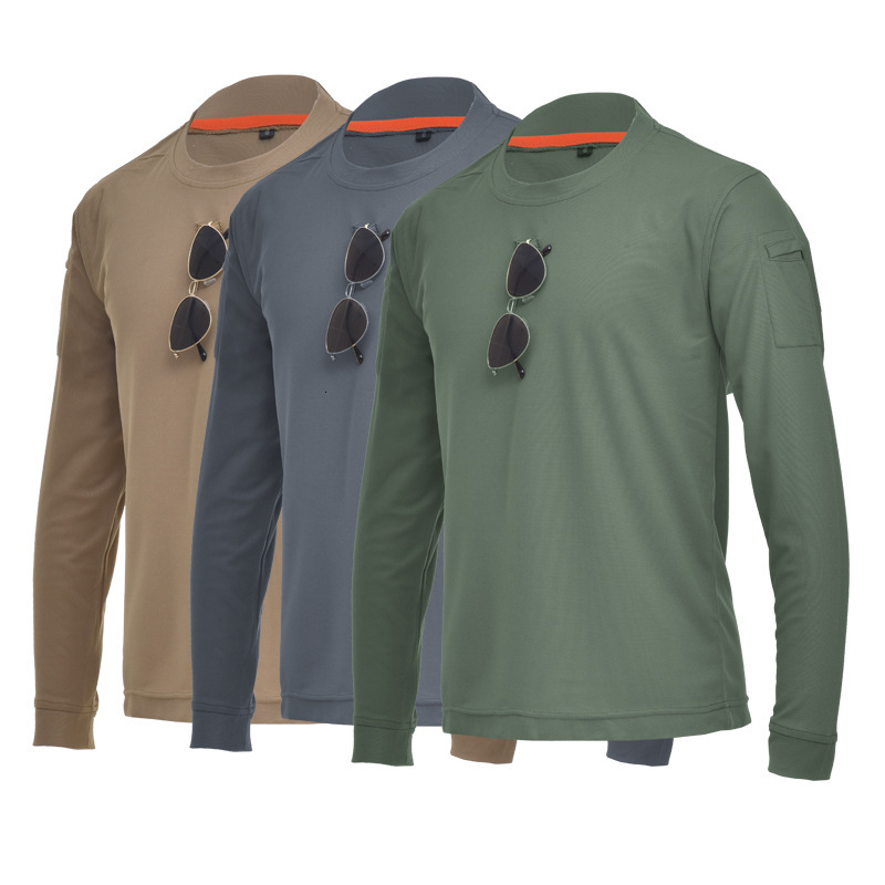 

Tactical T-shirt Outdoor Men Solid color Loose Stretch Long sleeve T-shirts Army Fan camping Climbing Hiking T Shirt, Black