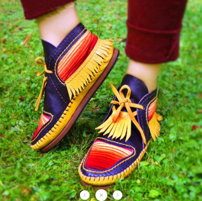 

Wram 2020 Winter Boots Women Ethnic Tassel Fringe PU Leather Mid Half Winter Boots Woman Square Heel Botas De Mujer Booties, Photo