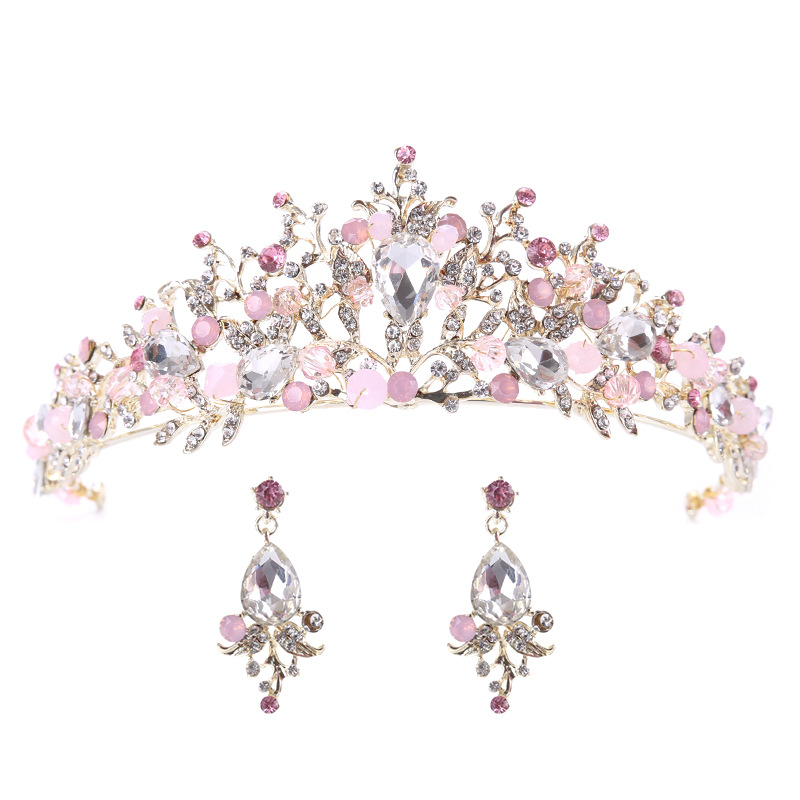 

Luxo Rosa de Ouro Perola Nupcial Coroas Artesanal Tiara Diadema Tiara de Cristal Do Casamento Da Noiva Acessorios Do Cabelo