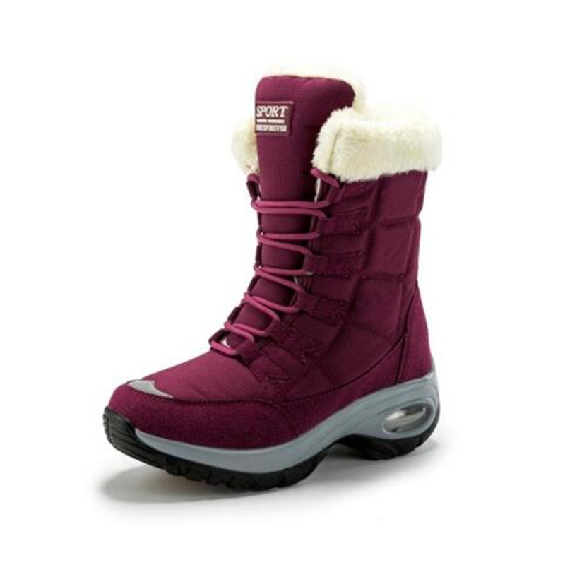 

Winter Fashion Waterproof Women Boots Women Keep Warm Plush Snow Boots Non-slip Platform Lace-Up Botas Mujer Size 36-42, White