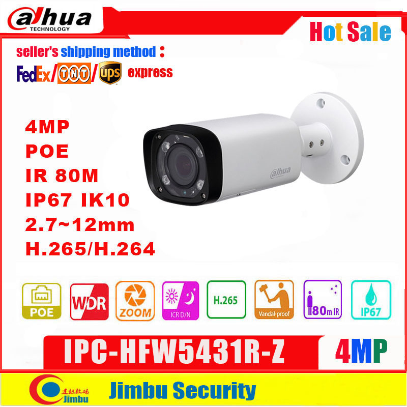 

Dahua IP Camera 4MP POE IPC-HFW5431R-Z 2.8-12mm Varifocal Motorized Lens H.265 / H.264 IR 80M WDR IVS multi language CCTV