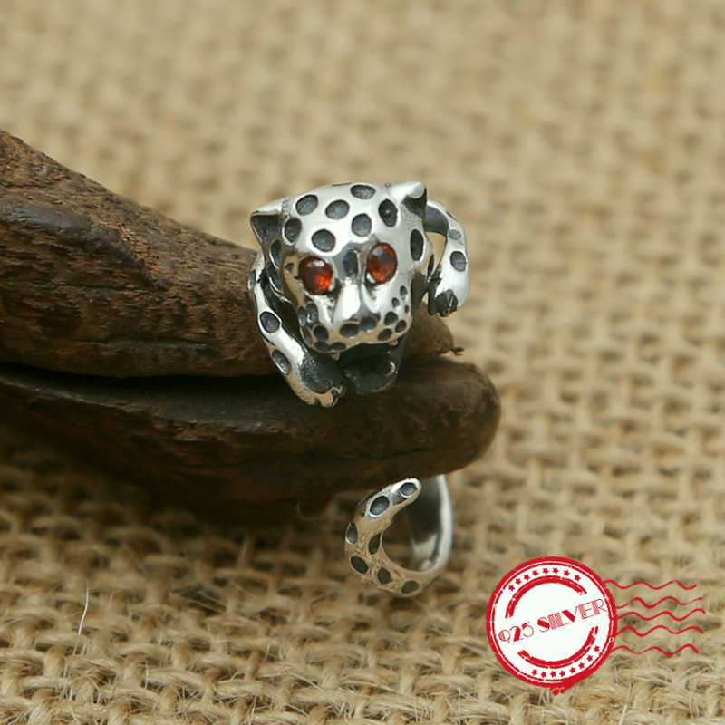 

S925 sterling silver men's ring personality fashion jewelry retro leopard shape lovers opening 2020 new lover's gift