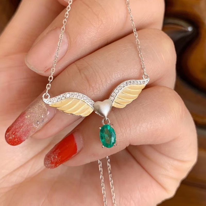 

Chains CoLife Jewelry 925 Silver Swing Pendant For Young Girl 4*6mm Natural Emerald Brithday Gift Woman
