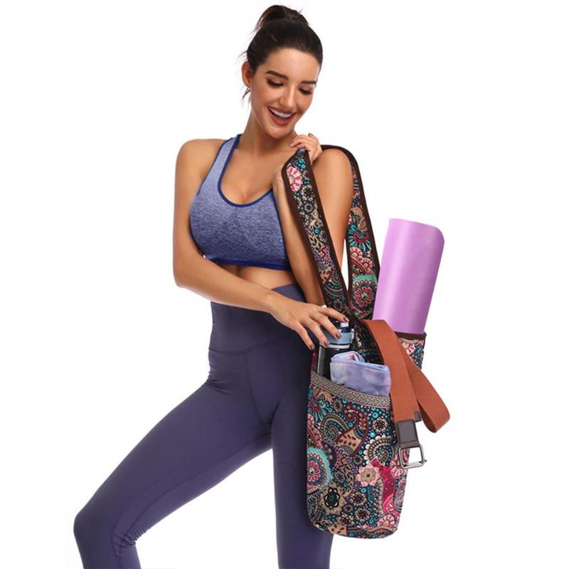 

Yoga Mat Bag Casual Fashion Canvas Yoga Bag Backpack Large Size Zipper Pocket Fit Most Size Mats Mat Tote Sling Carrier, Multi