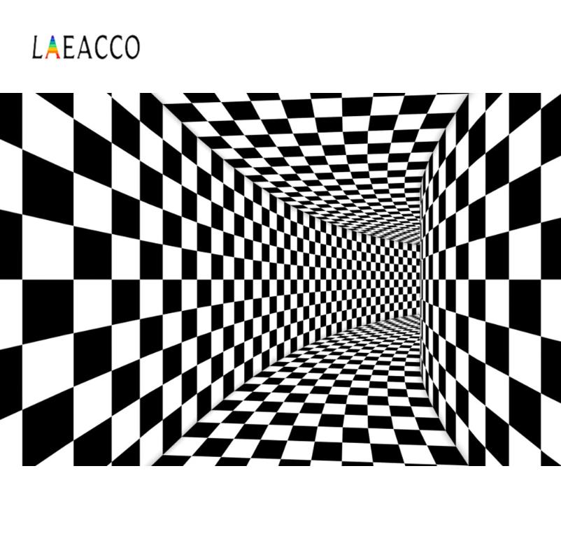 

Photography Backdrops Black And White Square Unique 3D Pattern Corridor Baby Pattern Photo Backgrounds Photocall Photo Studio