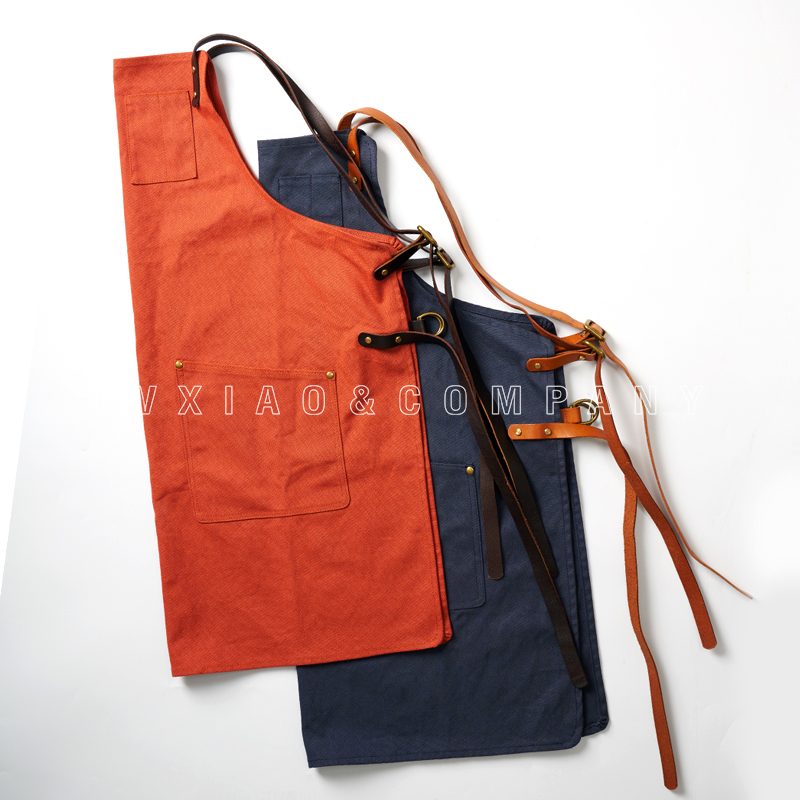 

watchget Canvas Apron Coffee Shop Cake Shop Ins Style Kitchen Accessories Orange