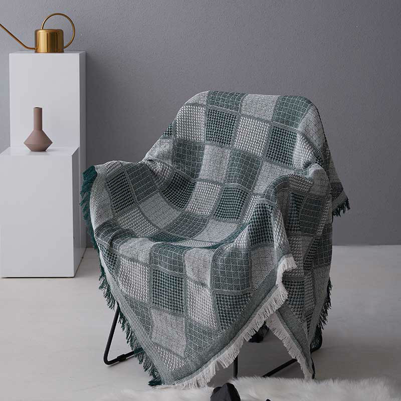 

Knitted Couch Chair Seat Blanket for Siesta Tassels Bedspread Wall Tapestry Baby Bedding Sheet