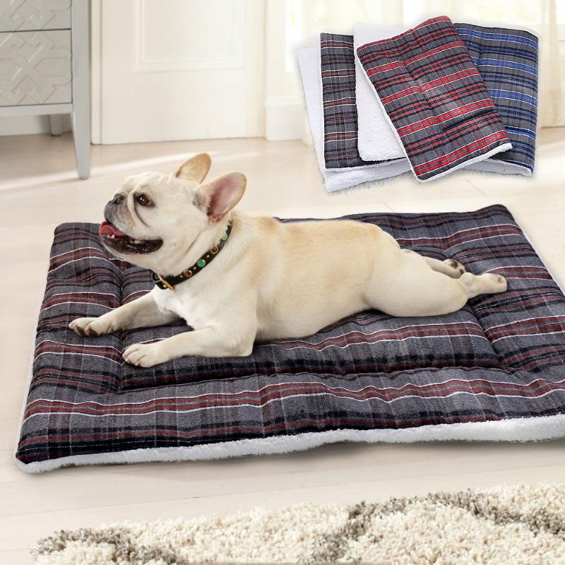 

Warm Dog Bed Soft Fleece Pet Bed Mat Puppy Cat Sleeping Cushion House Winter Pets Dog Blanket For Small Large Dogs Cats Kennel, Blue