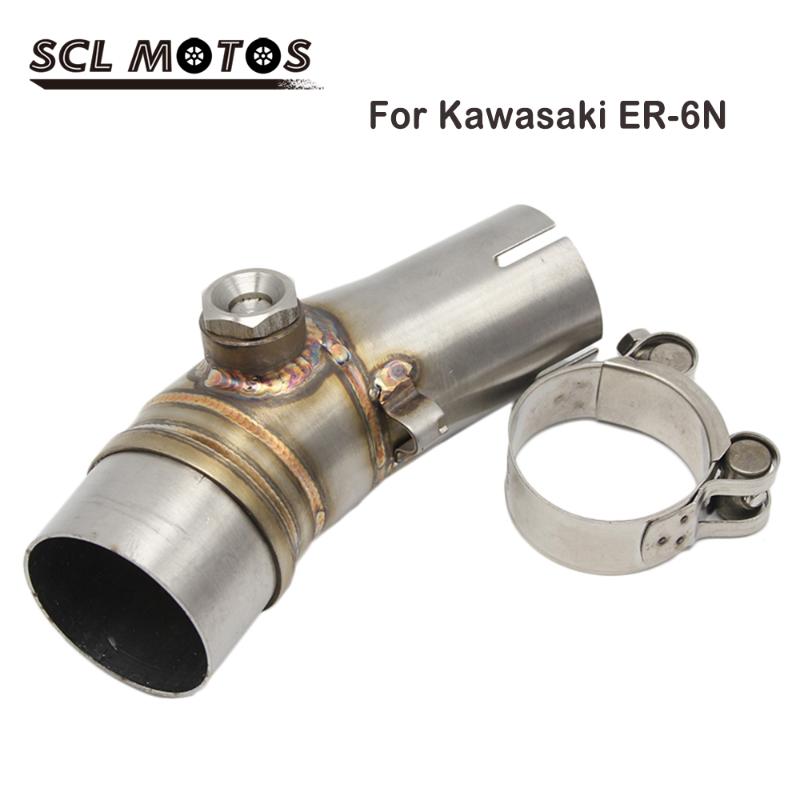 

SCL MOTOS 1PC 50.8mm Motorcycle Stainless Steel Exhaust Middle Pipe Link Pipe With Clamp For ER-6N High Quality