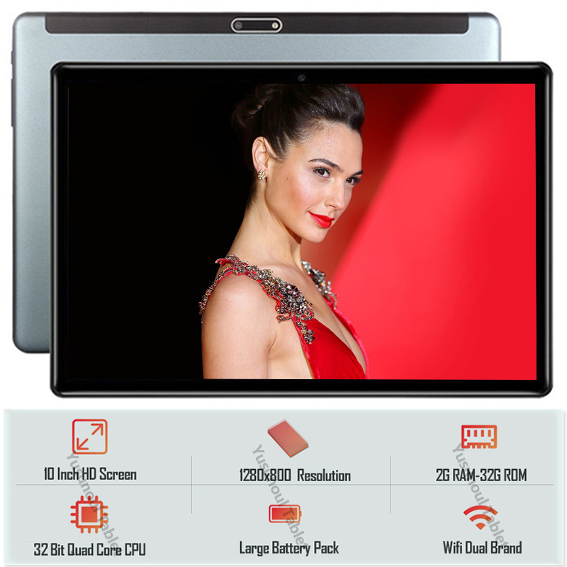 

New sales Hot 32GB ROM 1280*800 IPS Android 9.0 Tablet pc Dual cameras Tempered Glass 2.5D screen 10 inch Tablet PC 3G LTE+Gifts, Black