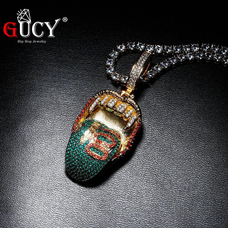 

GUCY Men's Pendant Green Tongue Animal Scorpion Virgin Mary Hip Hop Pendant Cubic Zirconia Hip Hop Jewelry
