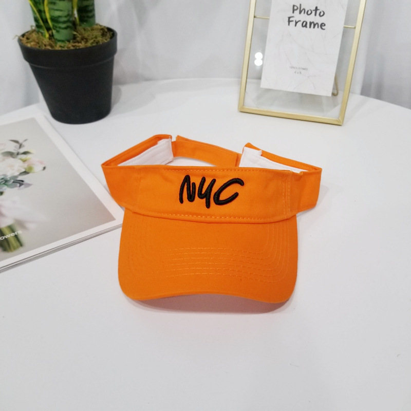 

Wide Brim Hats Hat Female Embroidery Letter Empty Top Outdoor Sports Sunscreen Student Wild Cap, White