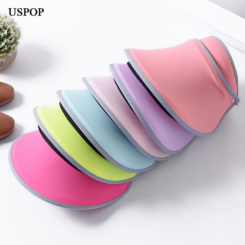 

2020 new women sun hats wide brim anti-uv female casual candy color shade hat female summer Empty top plastic visor cap, Pink
