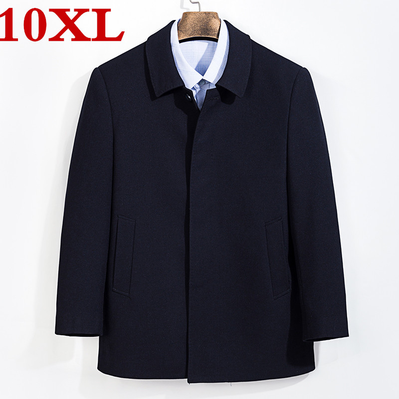 

new large size 8XL 7XL Coat Men Windbreak Winter Fashion Mens Overcoat Wool Quality Thick Warm Trench Coat Male Woolen, Blue