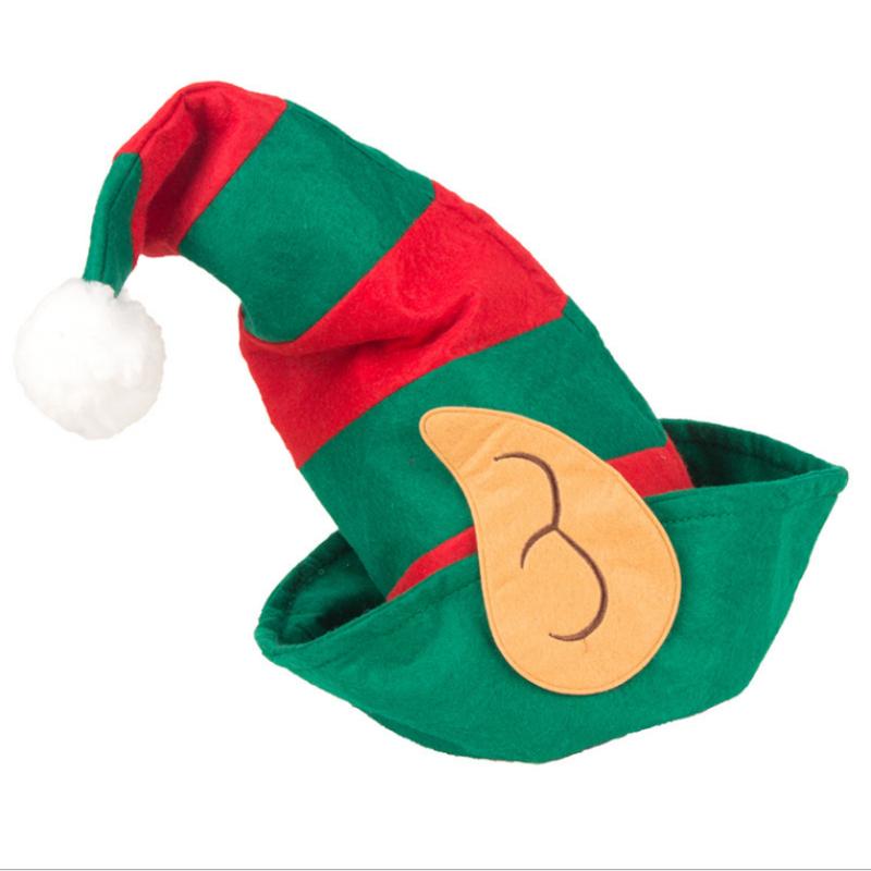 

2020 Christmas Creative Adults Stripe Elf Hat Plush Ball Decoration Clown Cap Unisex Funny Christmas Party Decoration