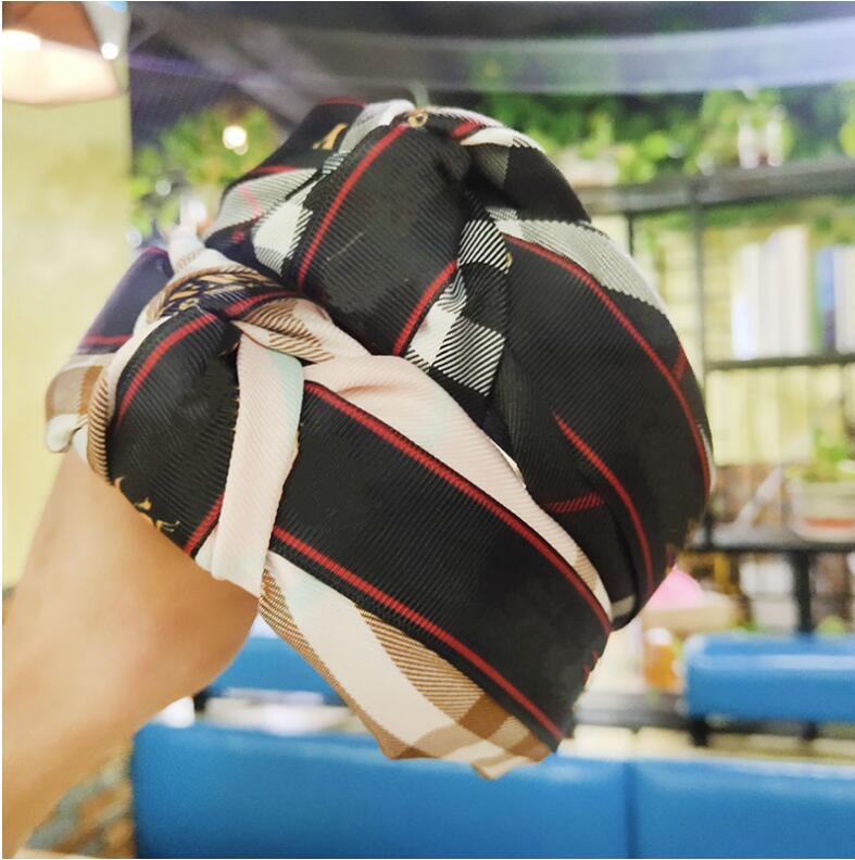 

DHL Knotted style classic lattice Retro luxury headband Hair Accessories Plaid China-made brand girl headwear Color mixing