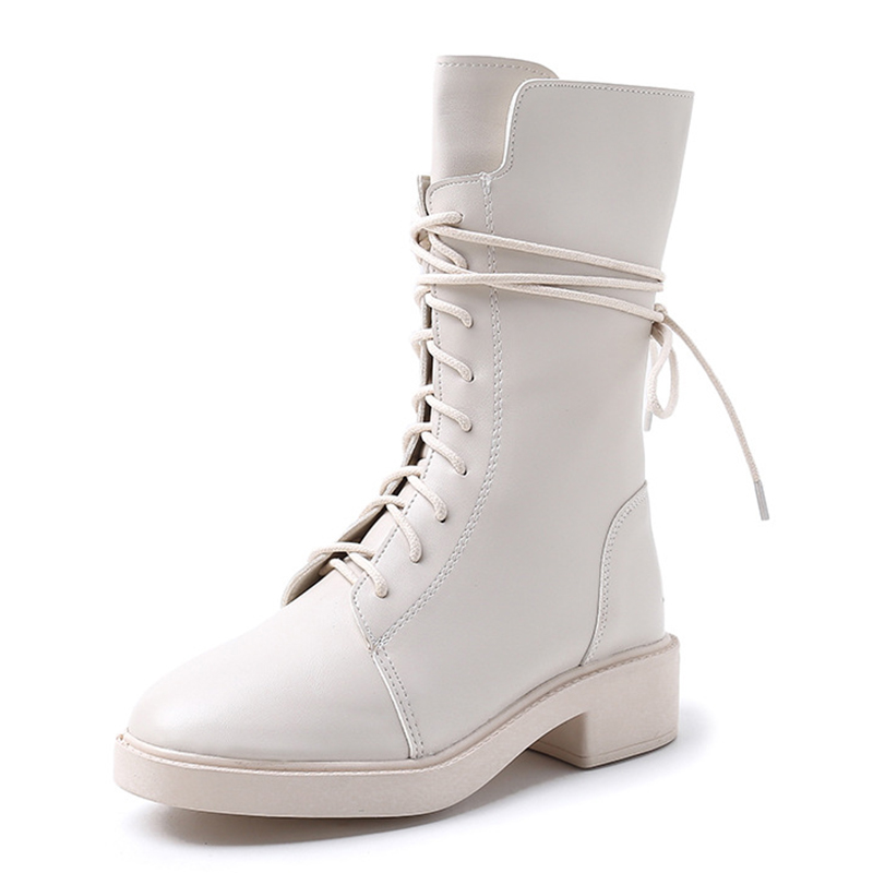 

Plus velvet British style high-quality thick-soled boots mid-tube boots children winter wild large size 34-43, Black