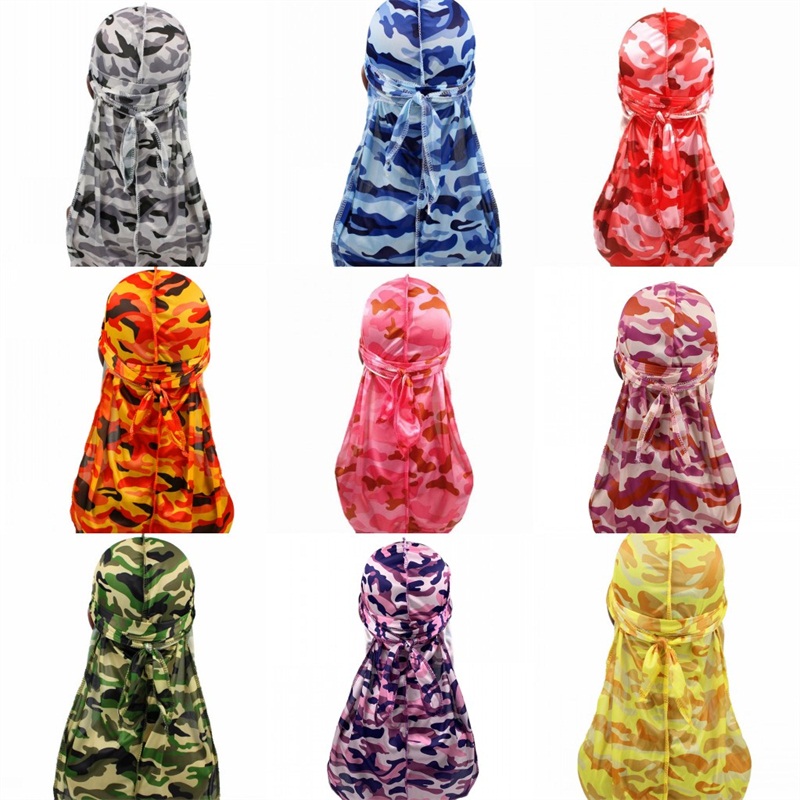 

Camouflage Turbans Durags Caps Fastening Hair Beanie Hats Fitted Sun Shade Bonnet Head Wrap Fashion Ponytail 6 2gd C2