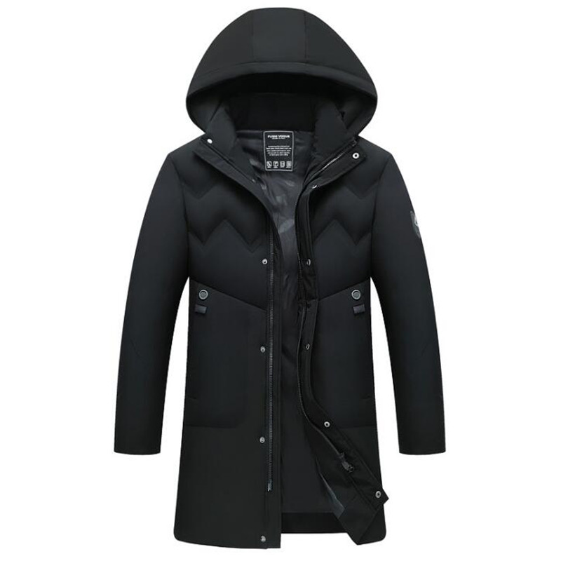 

XIU LUO Thicken Warm Jacket 2020 Winter Coat Jackets Winter Jacket Men Hooded Cotton-padded Long Men Parka Masculinity, Black