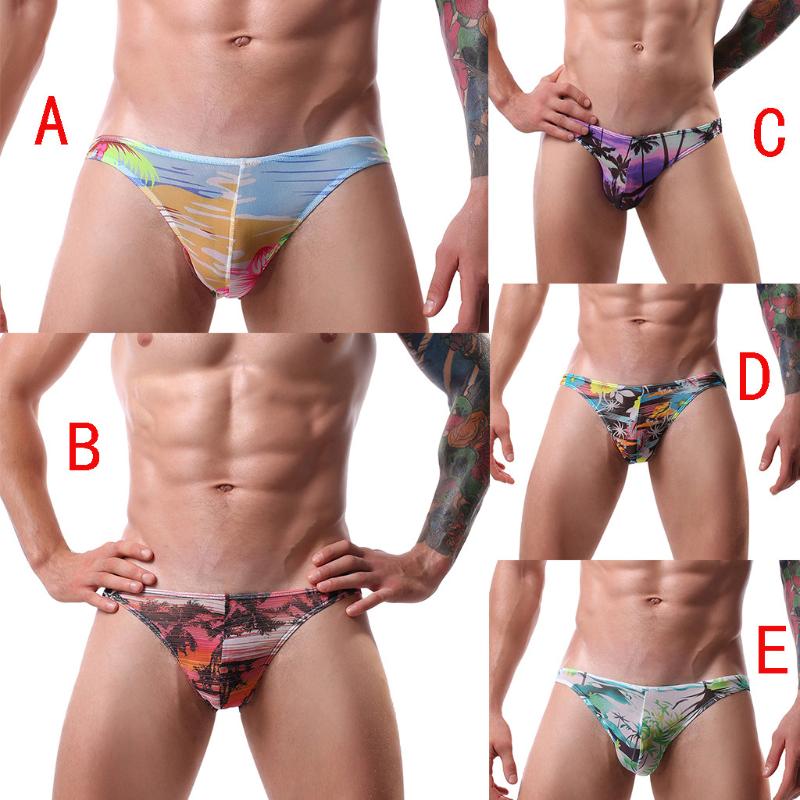 

Men' Print Briefs Natural Washed Breathable Comfortable mens underpants Sexy Underwear male