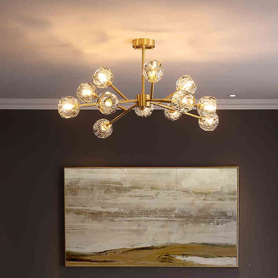 

Modern Vintage Copper Crystal Chandelier Luxury Large Chandeliers Lustre Kitchen Molecular Bedroom Ceiling Chandelier Lighting AC 100-240V