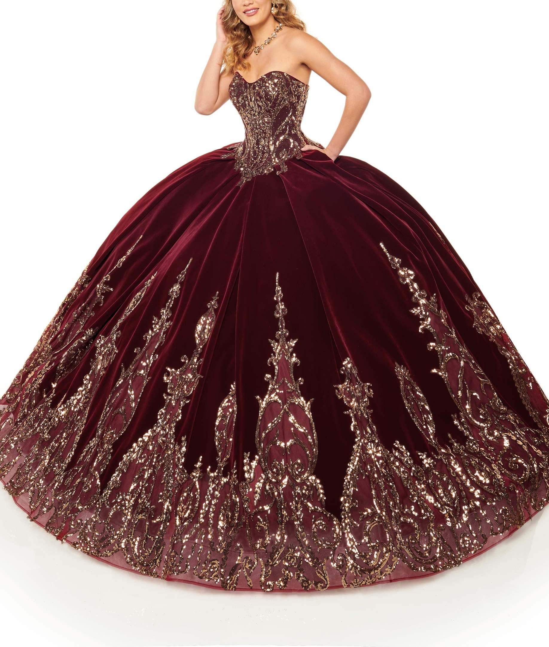 

Burgundy Velvet Quinceanera Dresses Ball Gowns Long 2021 Strapless Corset Backless Floral Lace Prom Dress 8th Grade Ball Gowns Evening, Custom made from color chart