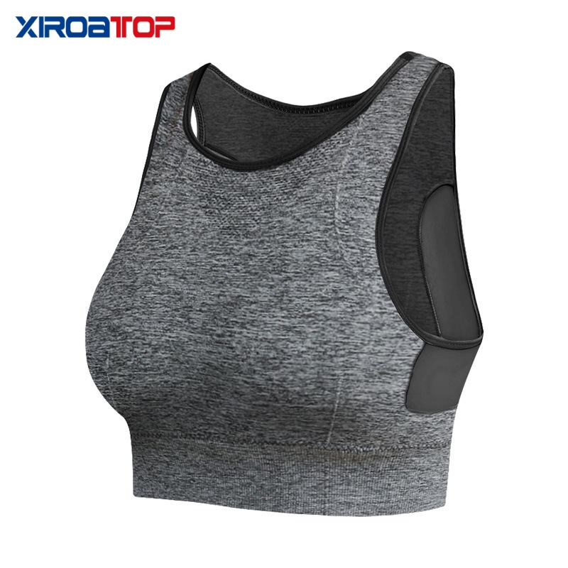 

NEW Top Women Yoga Shirts Breathable Mesh Shockproof Gym Running Sports Bra Solid Seamless Fitness Yoga Sport Bh Bra Top Vest, Black