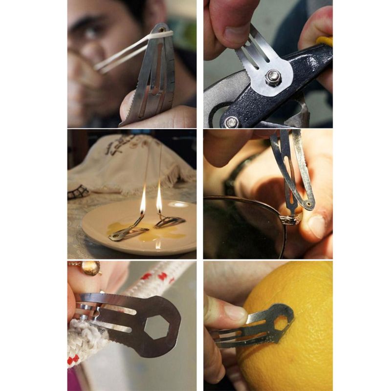 

10Pcs Mini Tacticals Multitool Snap Barrettes Wrench Screwdrivers Hair Clips 85WB