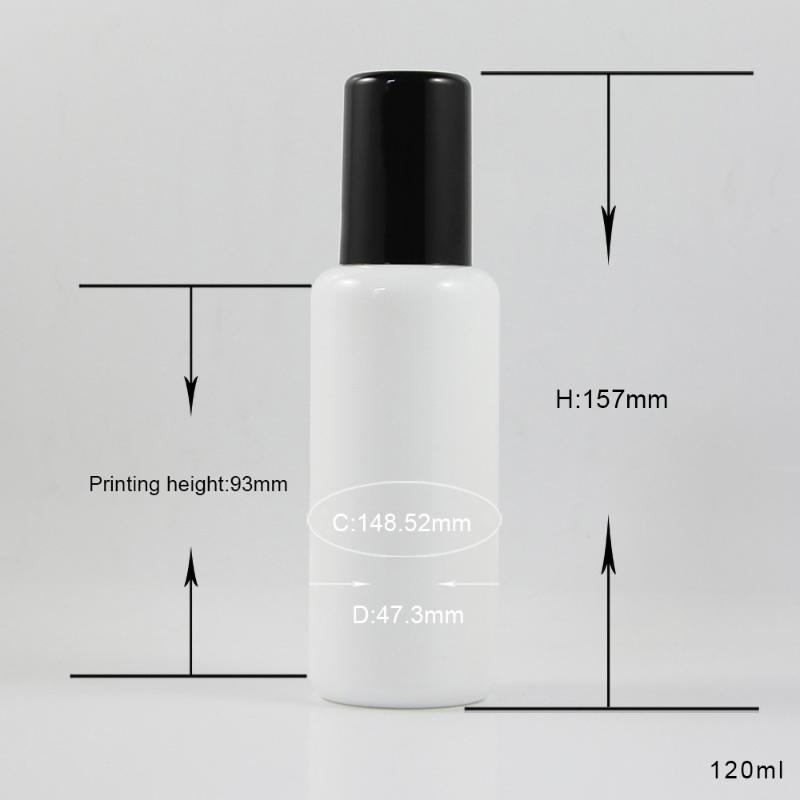 

High-grade 4oz glass perfume bottle in opal pearl white, empty mist spray pump bottle, round cosmetic perfume bottle dispenser