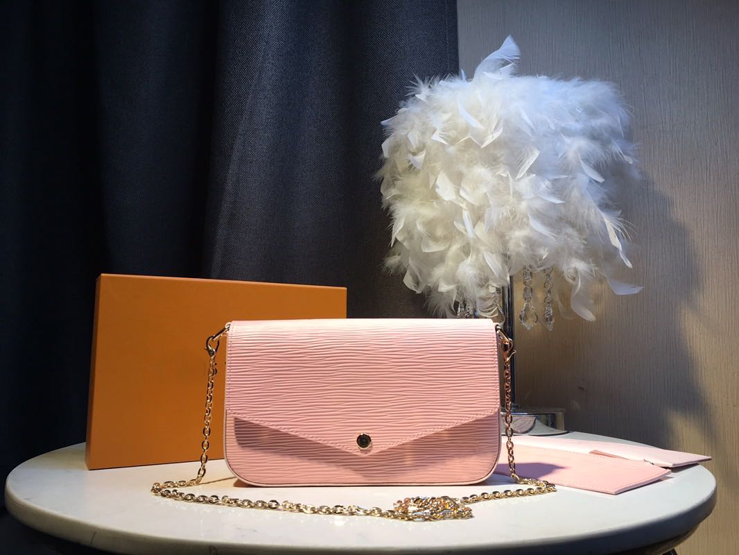 

Original high quality designer bags Fashion Saddle bag handbags women bag shoulder bags crossbody bags Wallet phone bag Water ripple wallet, Pink #m61276