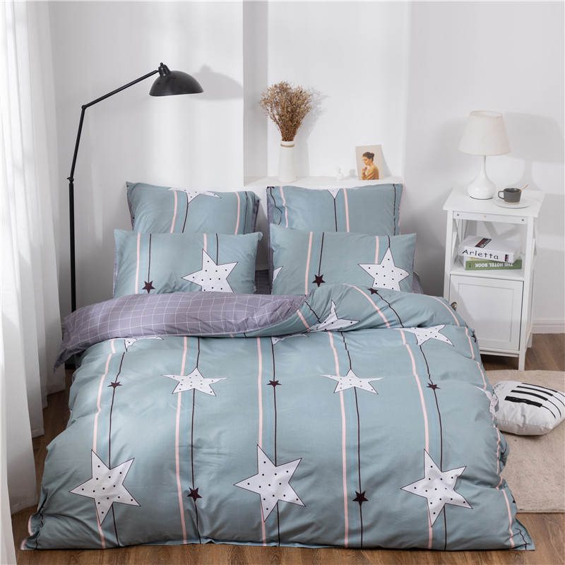 

X-1009 Printed Solid bedding sets Home Bedding Set 4-7pcs High Quality Lovely Pattern with Star tree flower