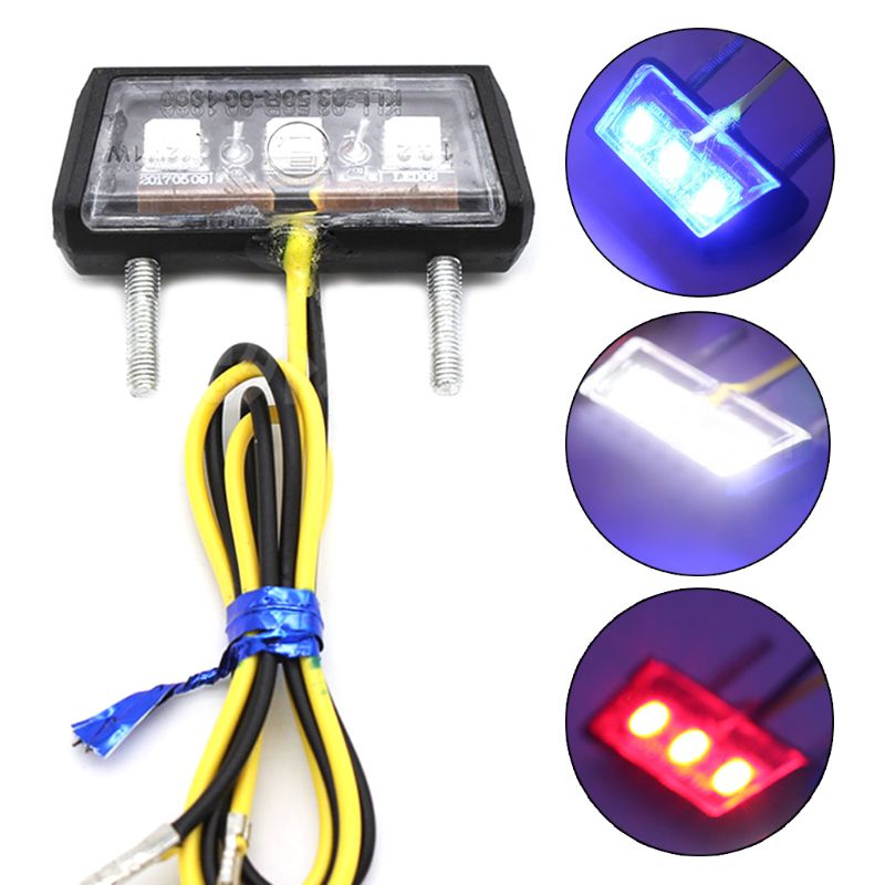 

Motorcycle License Plate Light, 12V Universal Motorbike LED Rear Brake Tail Light Lamp License Plate Mount, As pic