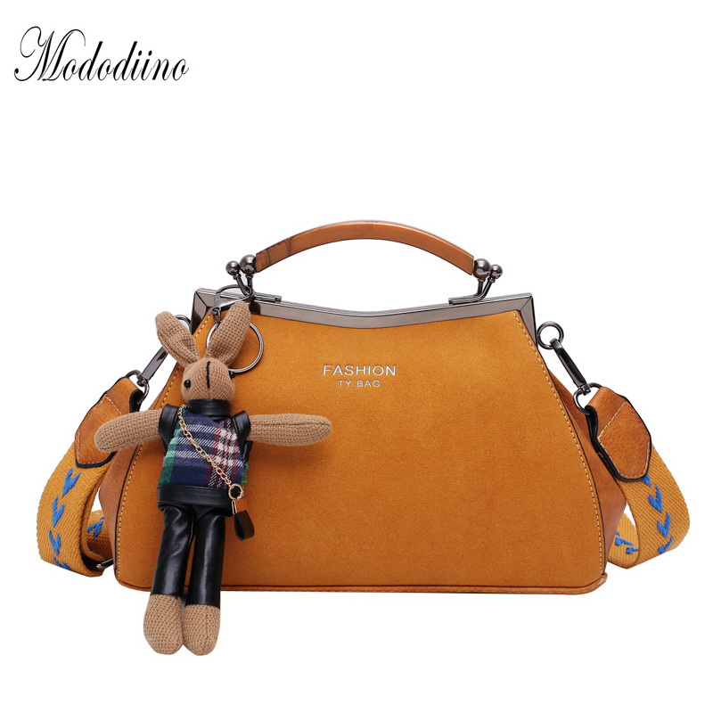 

Mododiino Women's Handbag Over The Shoulder Bag Vintage Women Clip Bag Scrub Leather Crossbody Bags Female Flap Bags DNV1232, Black