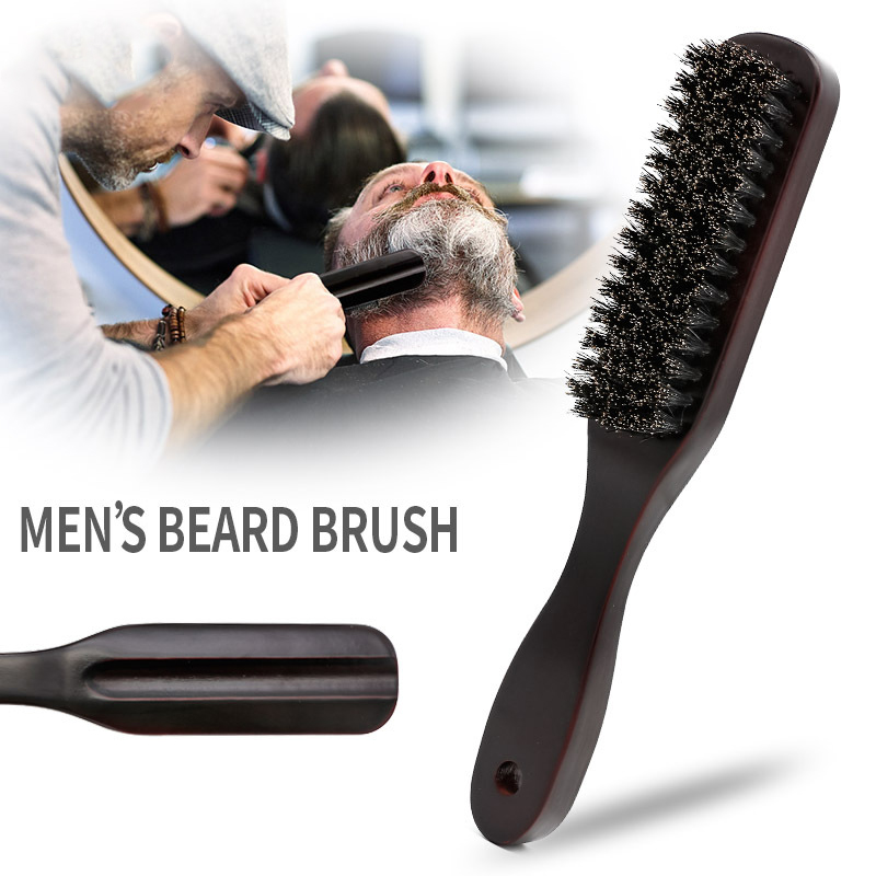 

Professional Men Beard Brush Wood Handle Boar Bristle Cleaning Brush Hairdressing Anti Static Barber Hair Styling Comb