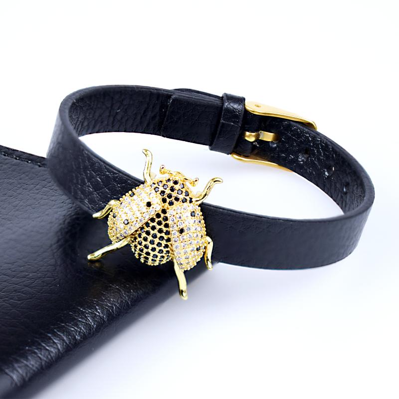 

2020 Exquisite Lucky Eye Gift Leather Charm Bracelet Punk Wind with Lucky Eye Cubic Zircon Luxurious for Female Party Jewelry