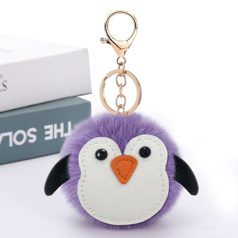 

Cute penguin fur ball plush keychain pendant cartoon animal bag car ornaments small animal fur ball