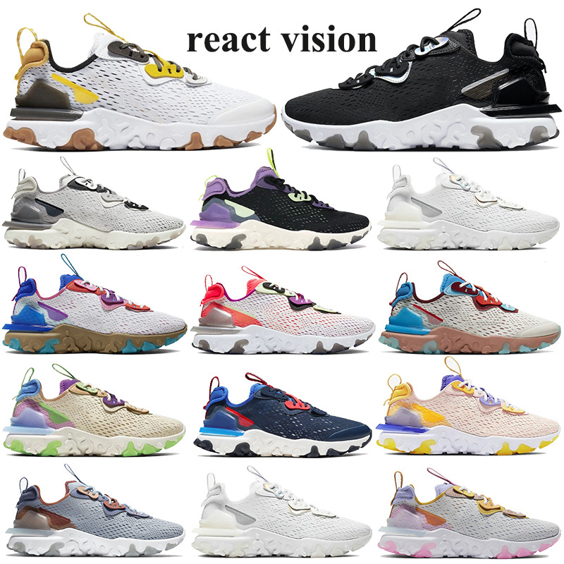 

2020 React Vision D/MS/X Running Shoes Men Women Sneakers honeycomb vast grey foams shoes Desert Oasis Barely Volt Laser Crimson Trainers, 11.photon dust