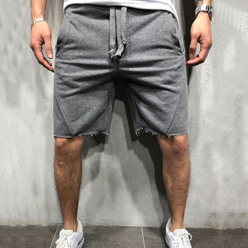 

personality Men Shorts Wild Style Solid Color Ripped Short Jogger Workout Shorts Men Cotton fitness training Outdoor sportswear, Hw-2mian