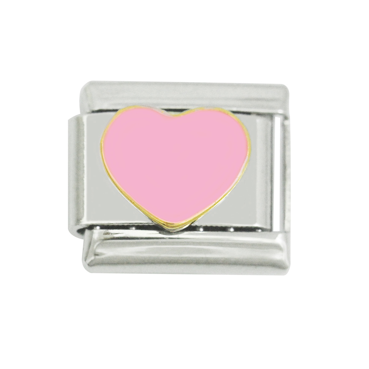 

Wholesale Stainless Steel 9mm Classic Size composable links adjustable hand enamel pink heart love Italian Charm bracelet links, Black