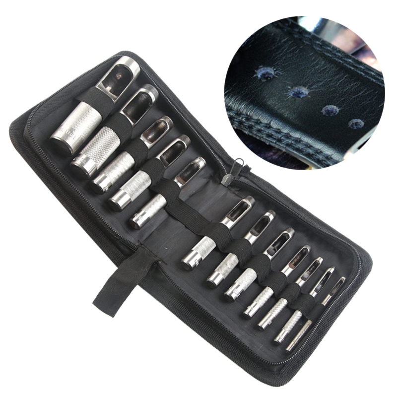 

12 Pcs Multifunction 3-19mm Round Steel Leather Craft Hollow Hole Puncher Tool