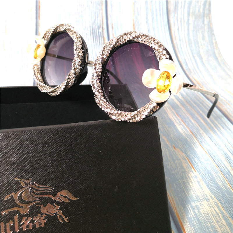 

Oversized Sunglasses 2020 round Diamond Sun glasses For Women Retro Big Frame Shades Female Pink Sunglass FML